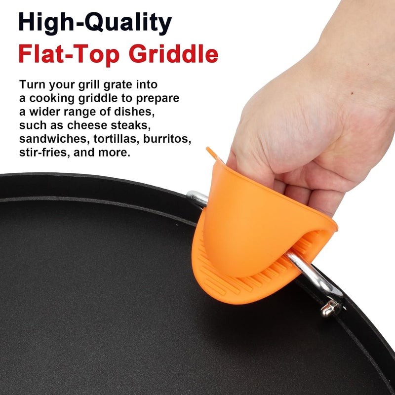 DELSbbq Full Size Griddle Inserts for Weber 14" Charcoal Grills Smokey Joe/Smokey Joe Premium/Smokey Mountain Cooker Smoker, Flat Top Griddle for Small Big Green Egg Grills, Replacement Part for Weber 7431 - Image 5